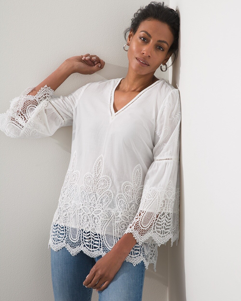 Embroidered Lace Cutout Top
