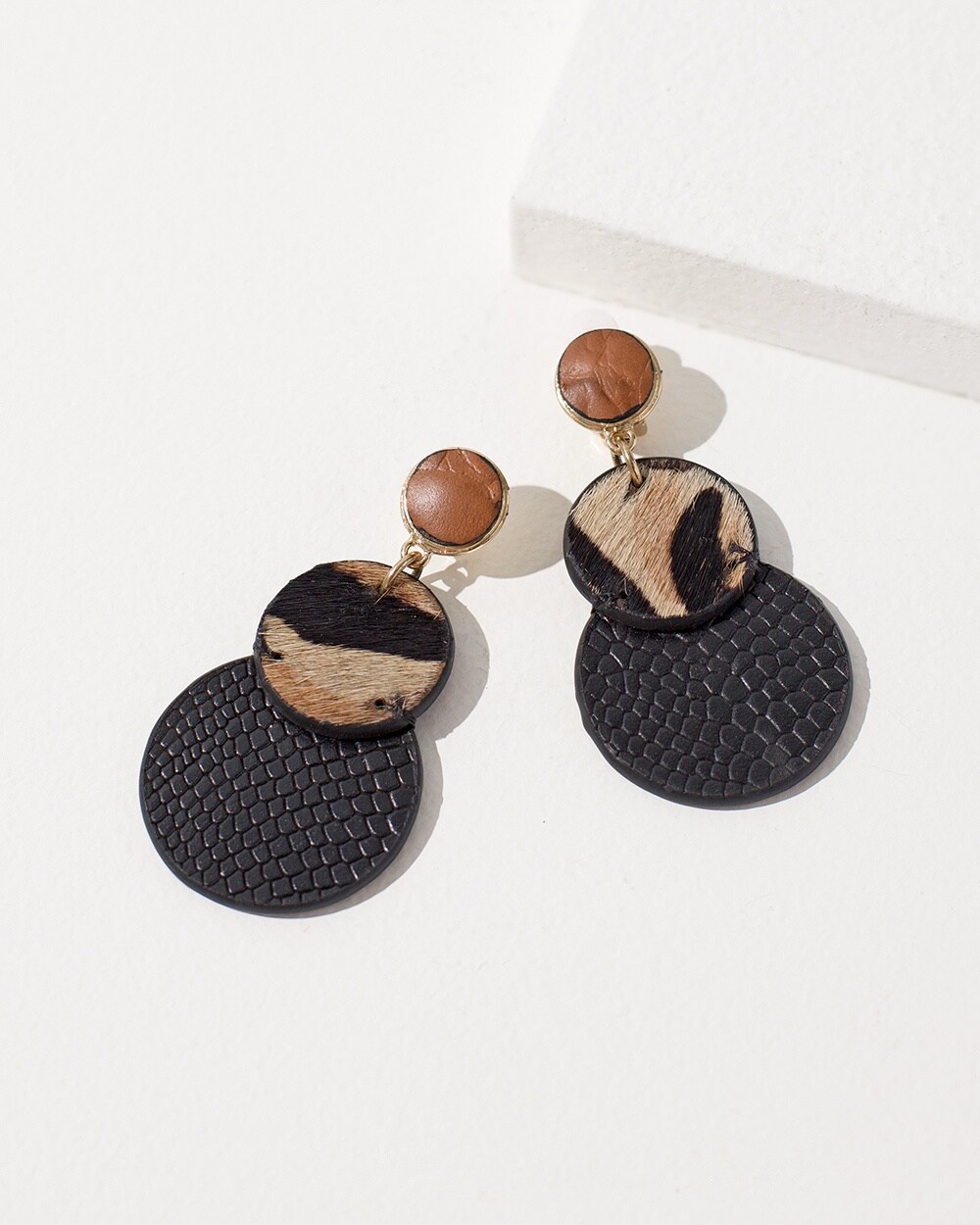 Leather and Haircalf Clip-on Earrings