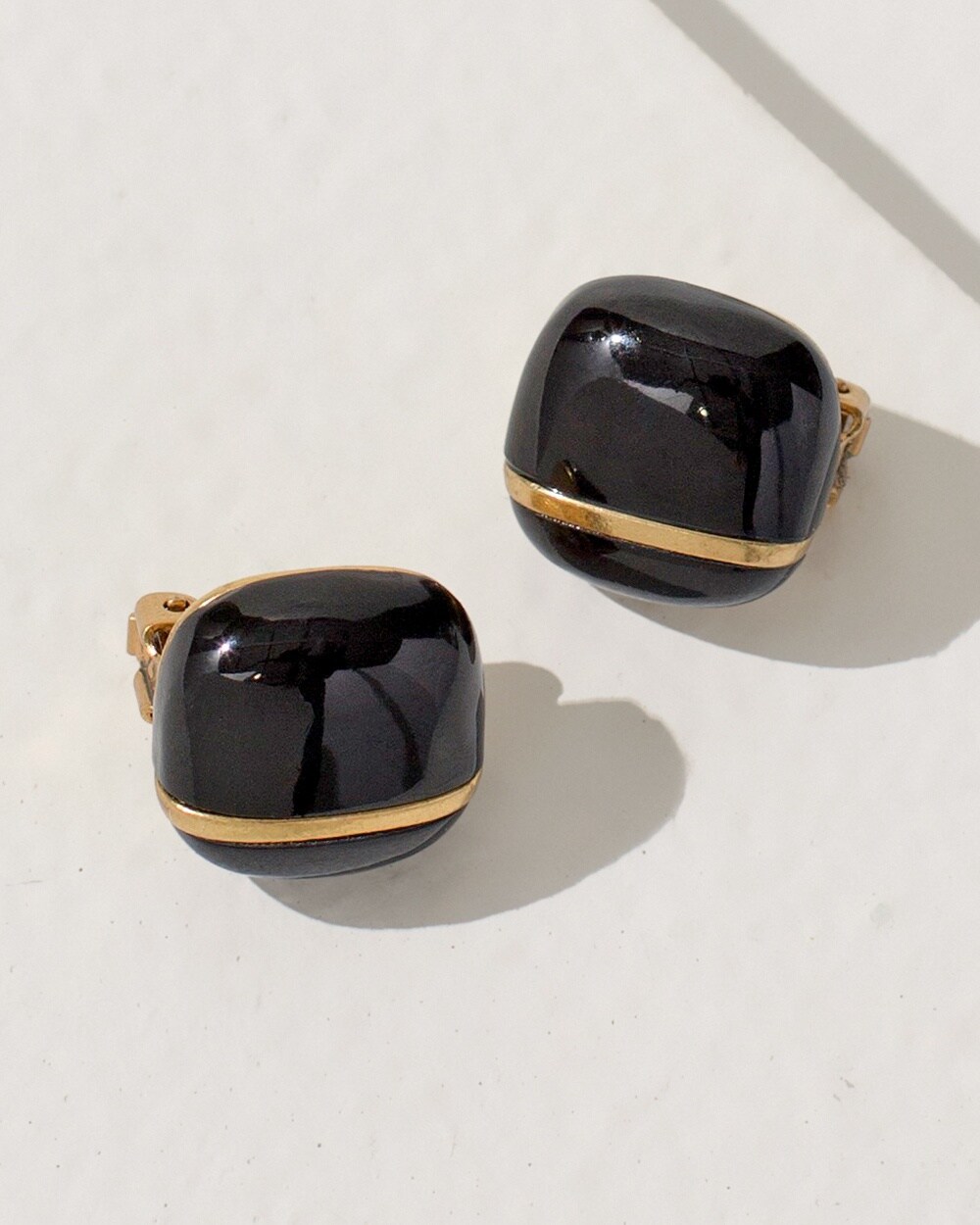 Black and Gold Tone Clip-on Earrings
