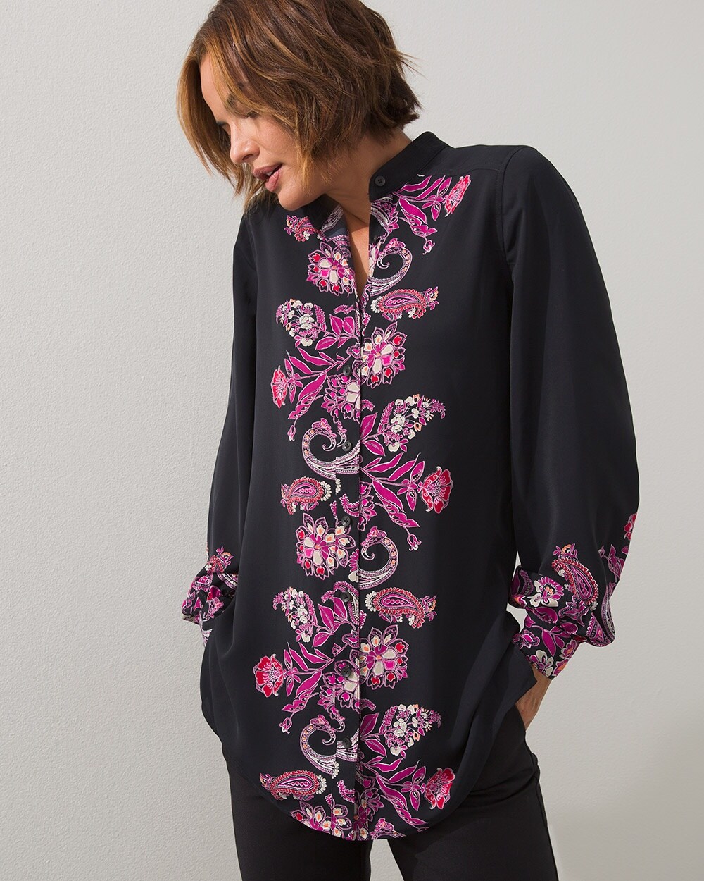 Floral Notch Neck Tunic Top