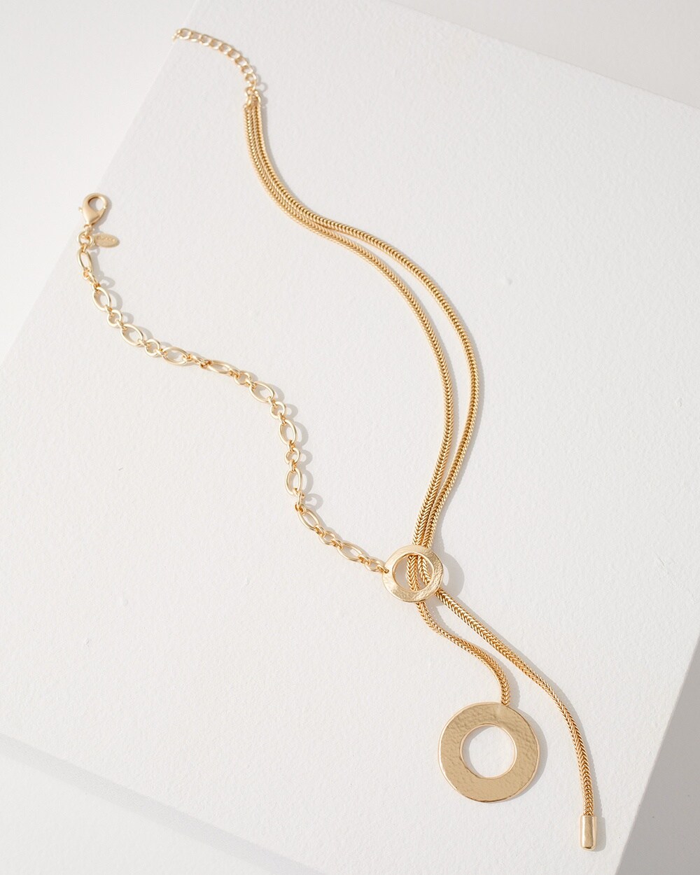 Gold Tone Long Y Necklace