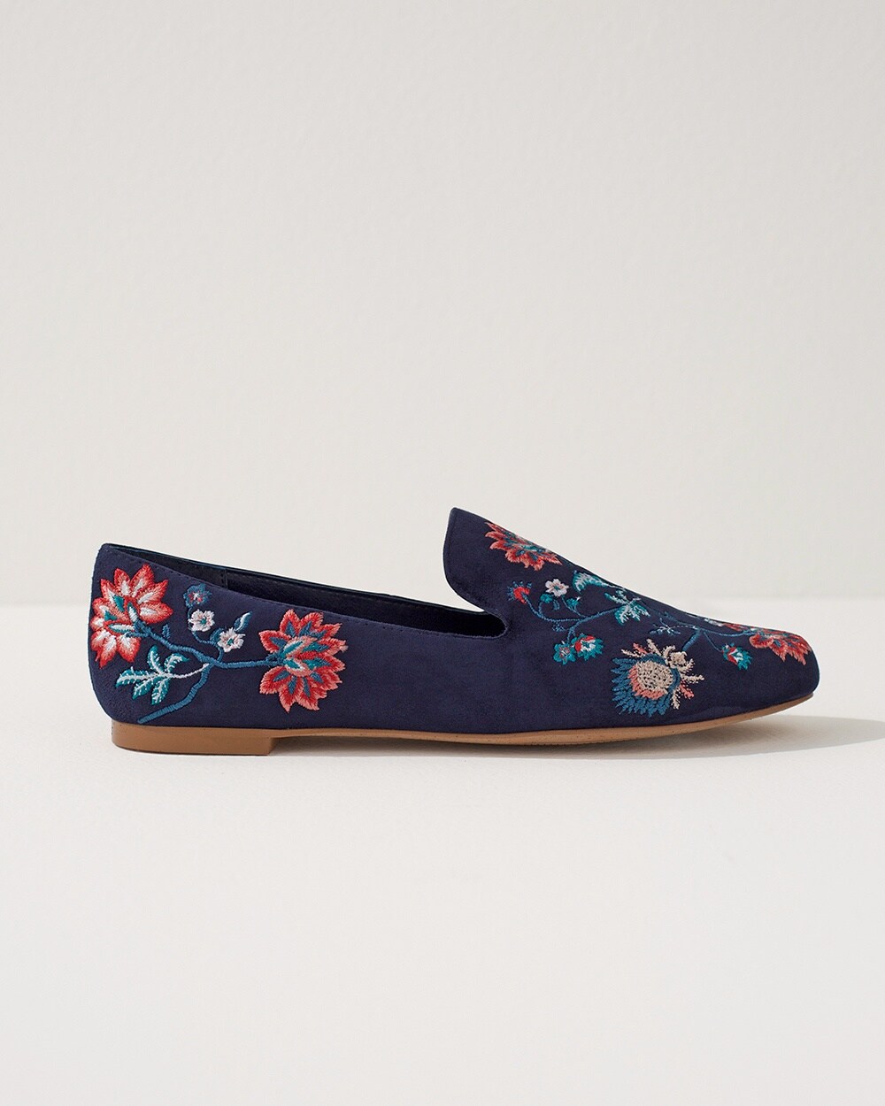 Suede Embroidered Flats