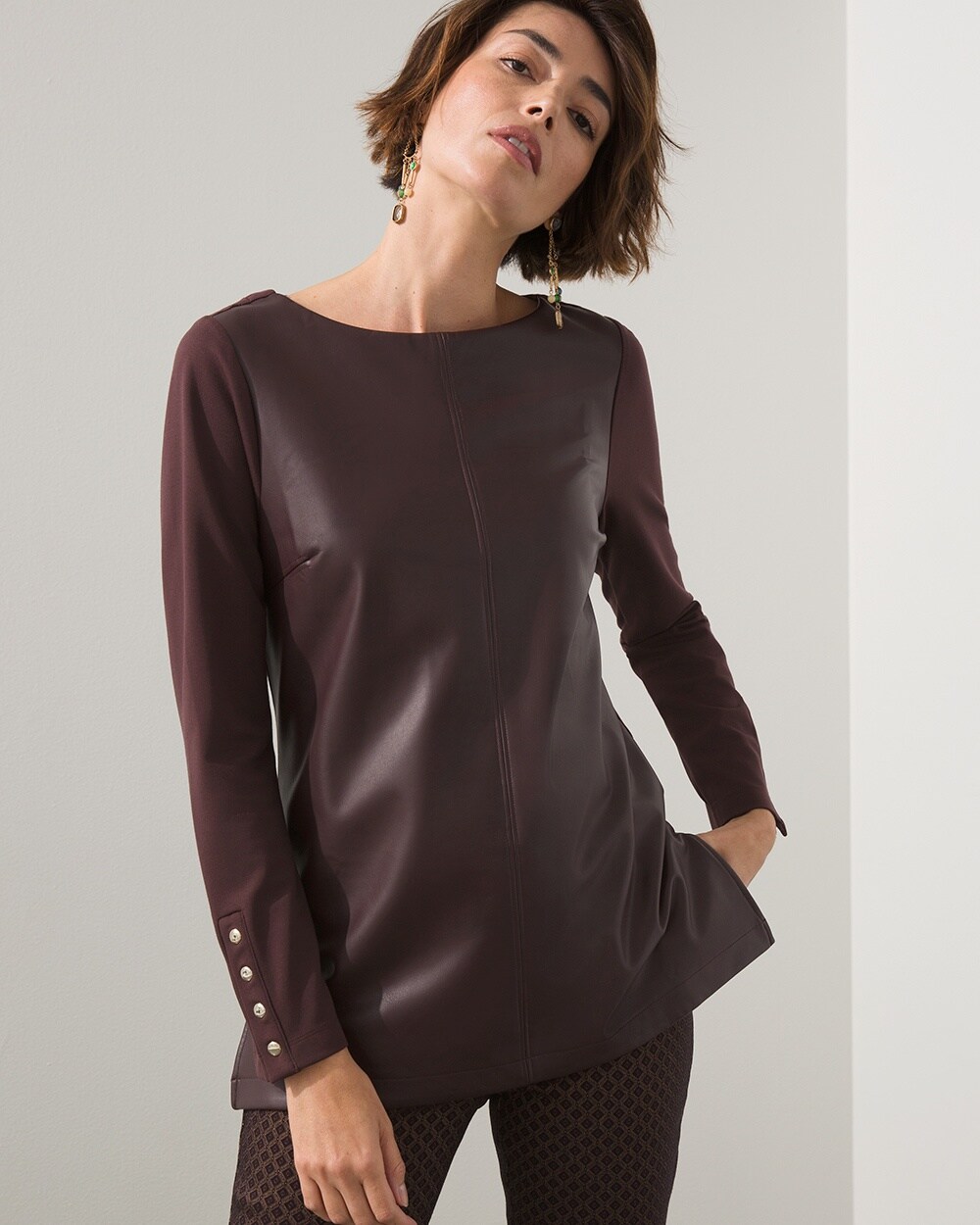 Ponte Faux Leather Tunic