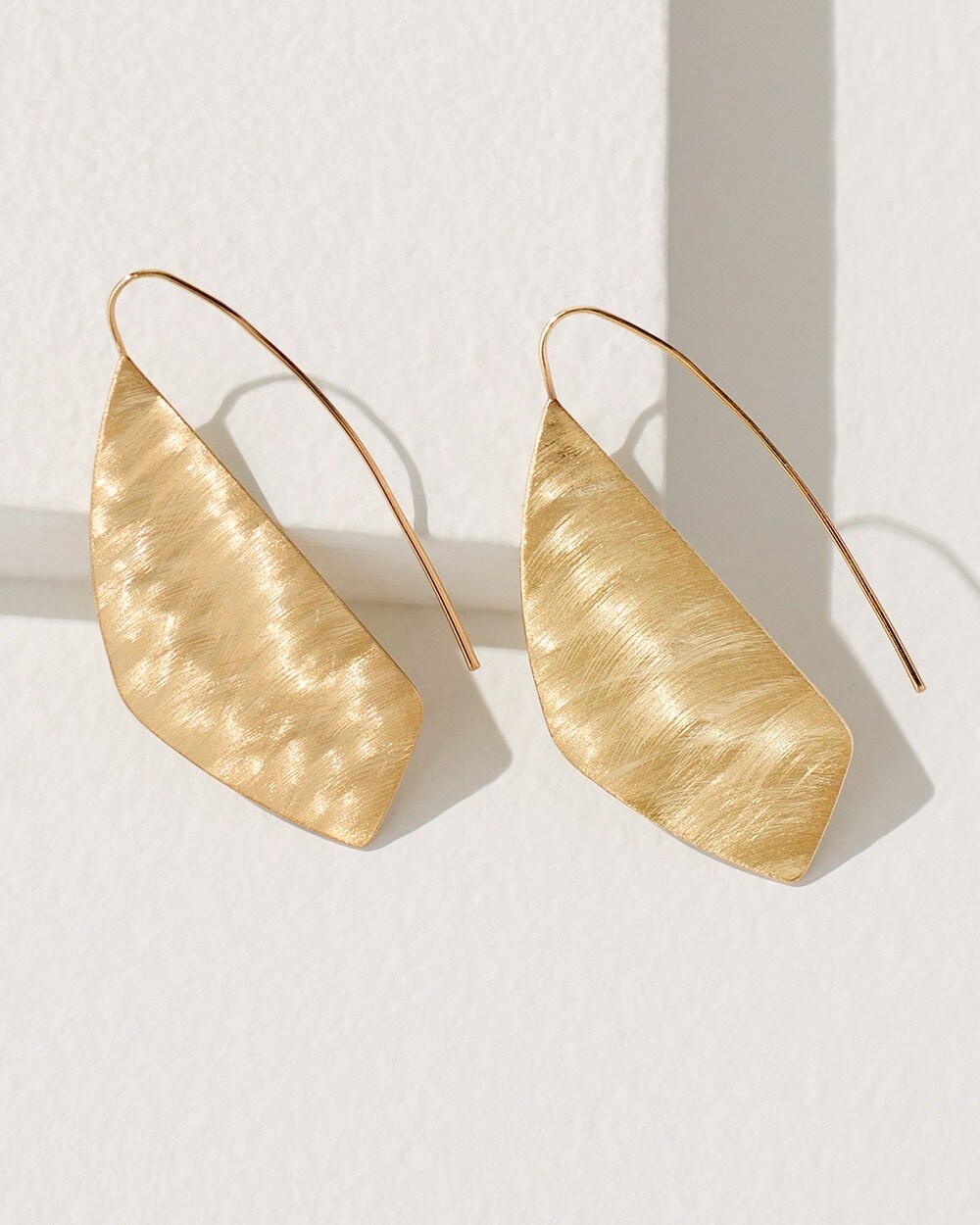 Gold Tone Textured Drop Earrings