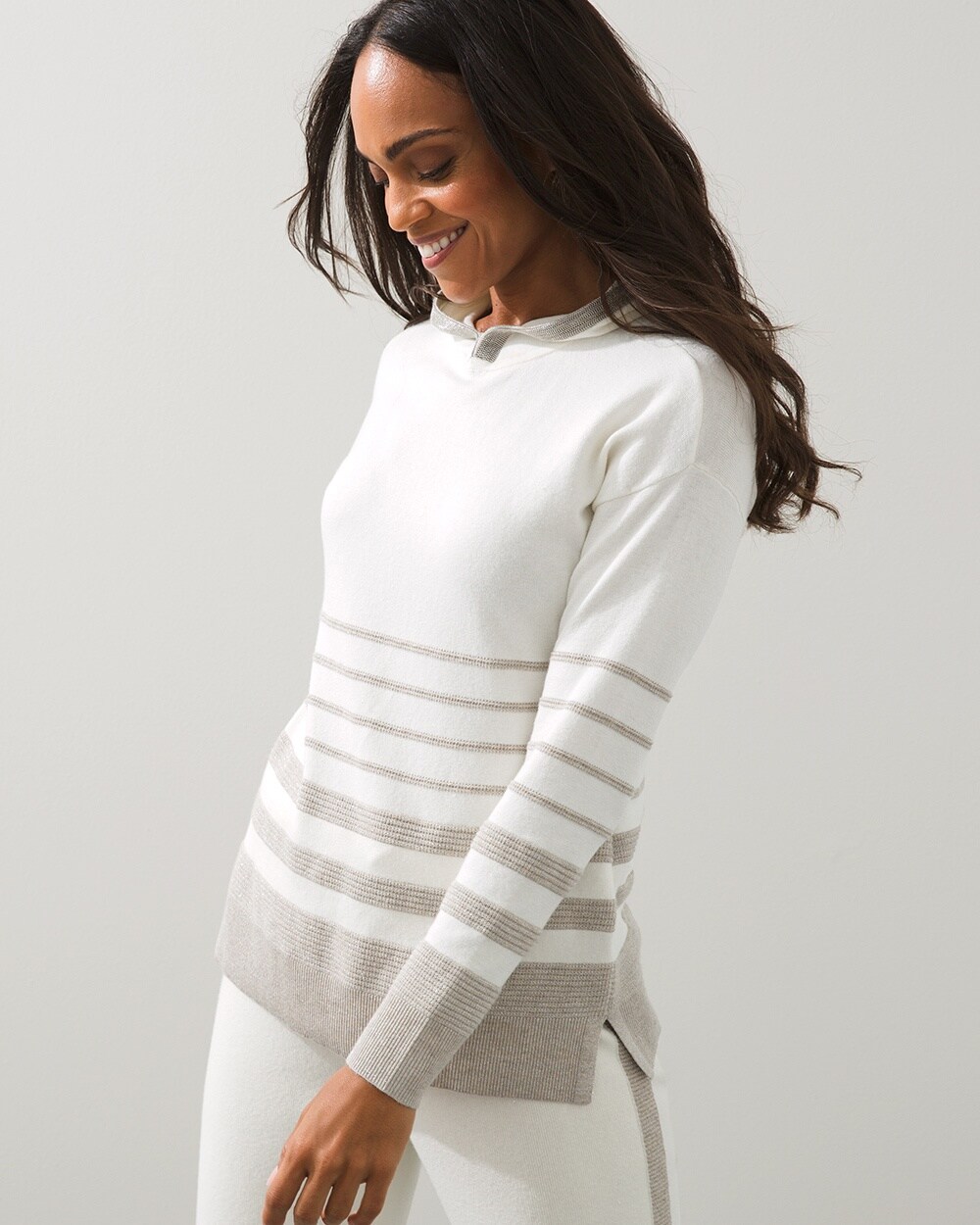 Zenergy Cotton-Cashmere Stripe Sweater