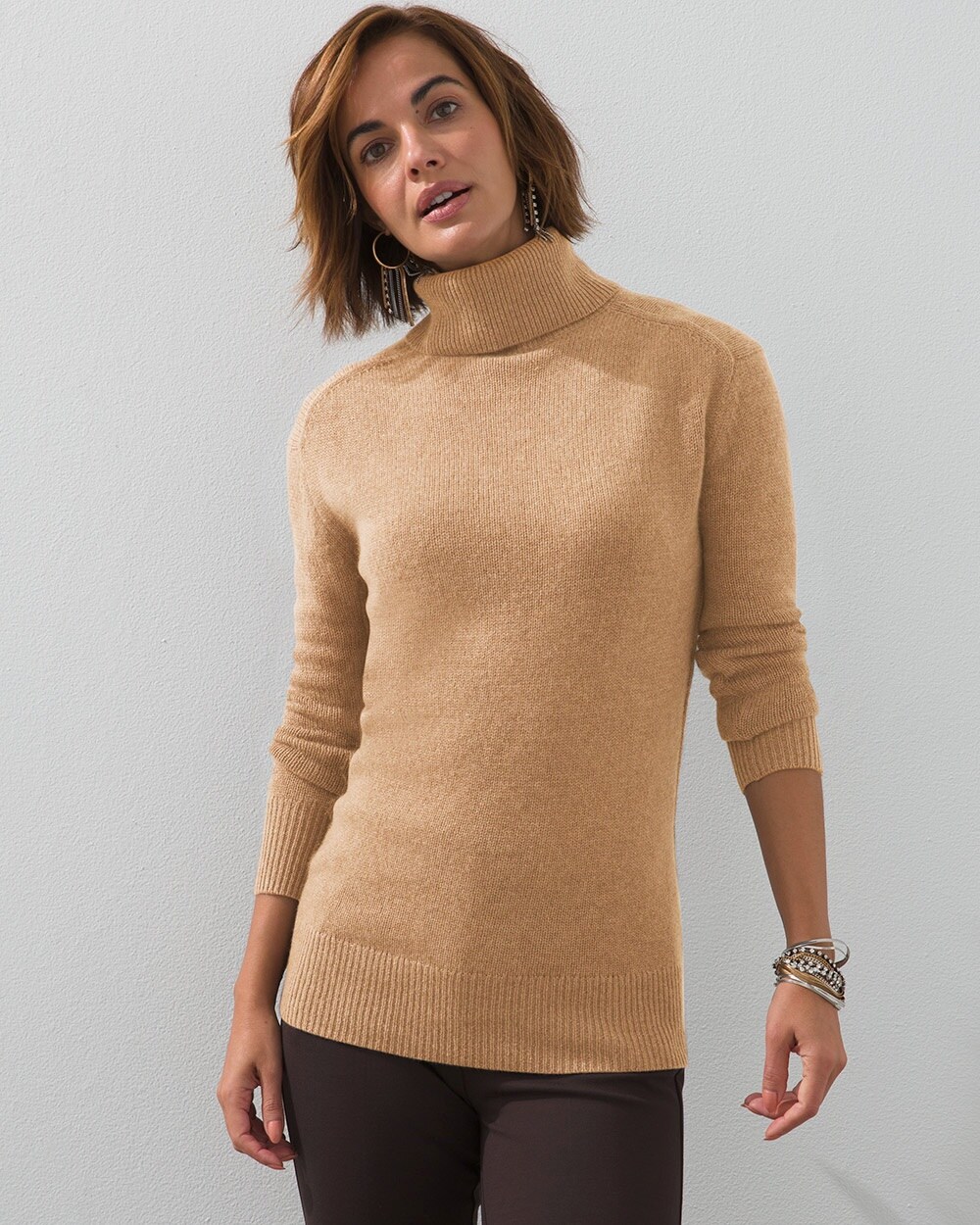 Cashmere Turtleneck Tunic Sweater