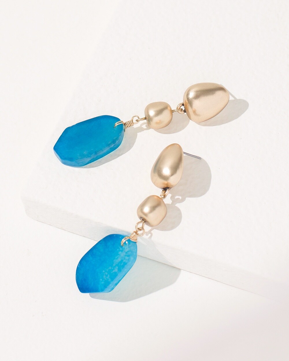 Blue Agate Drop Post Earrings
