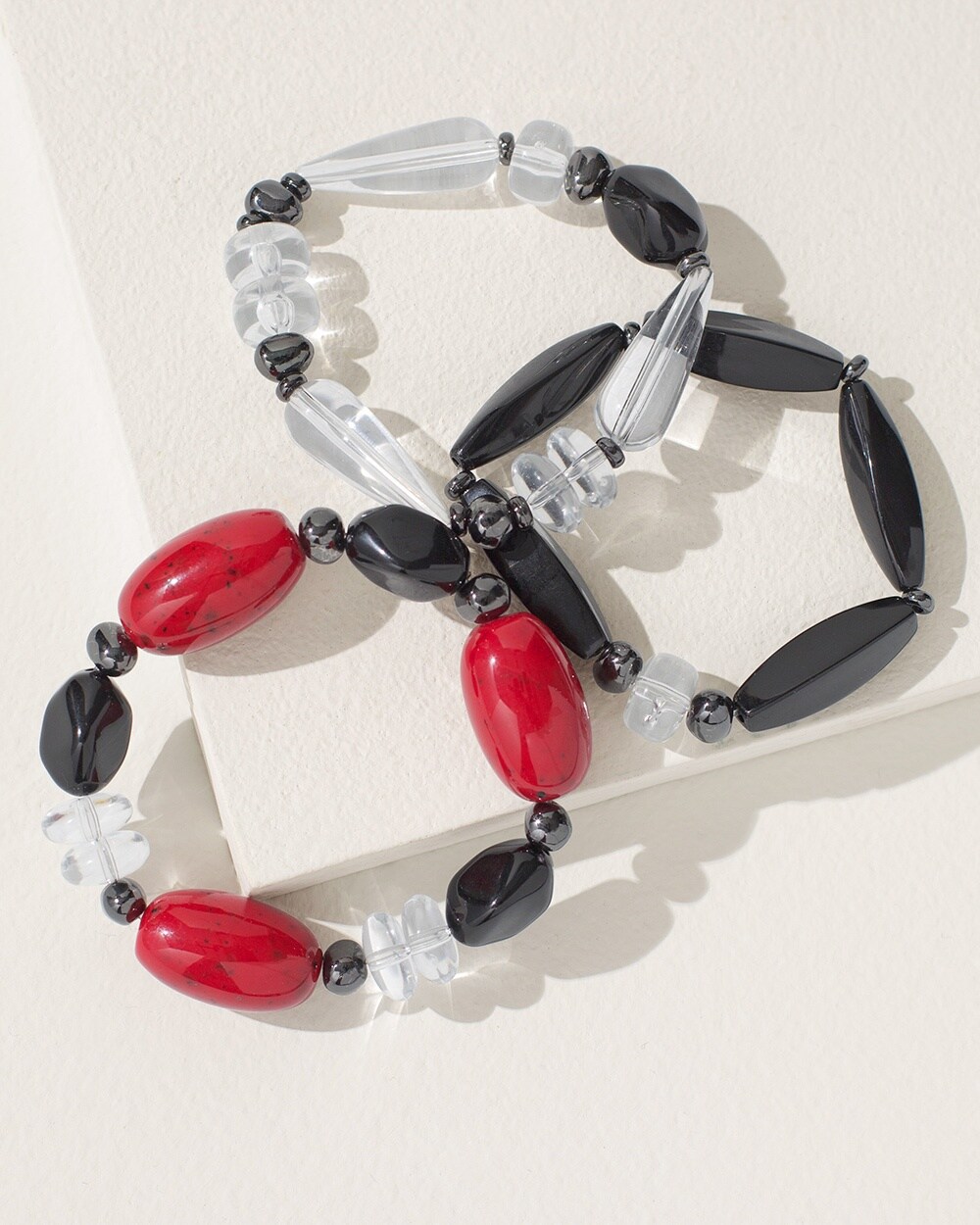 Black and Red Stretch Bracelets