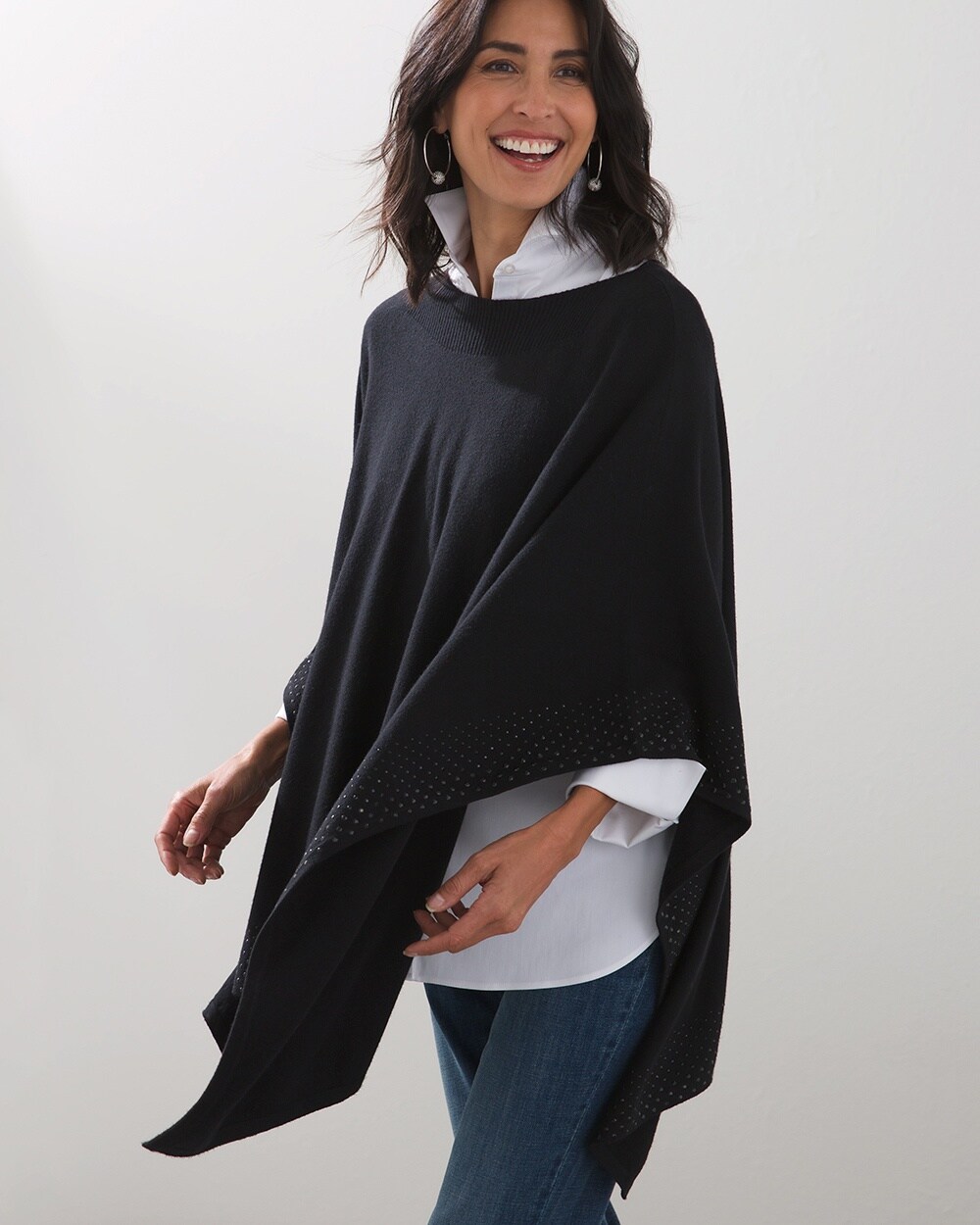 Embellished Poncho Sweater video preview image, click to start video