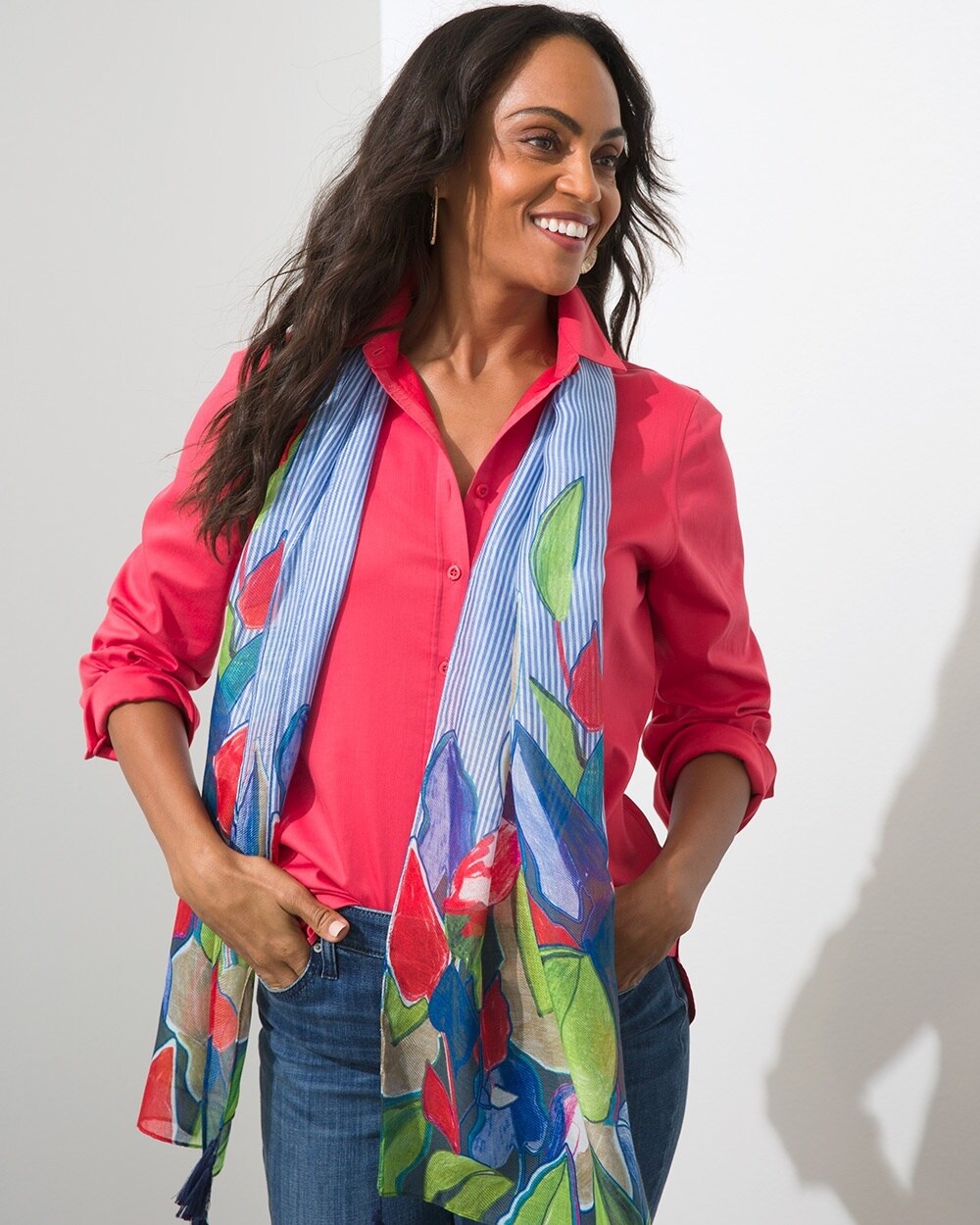 Tropical Print Oblong Scarf