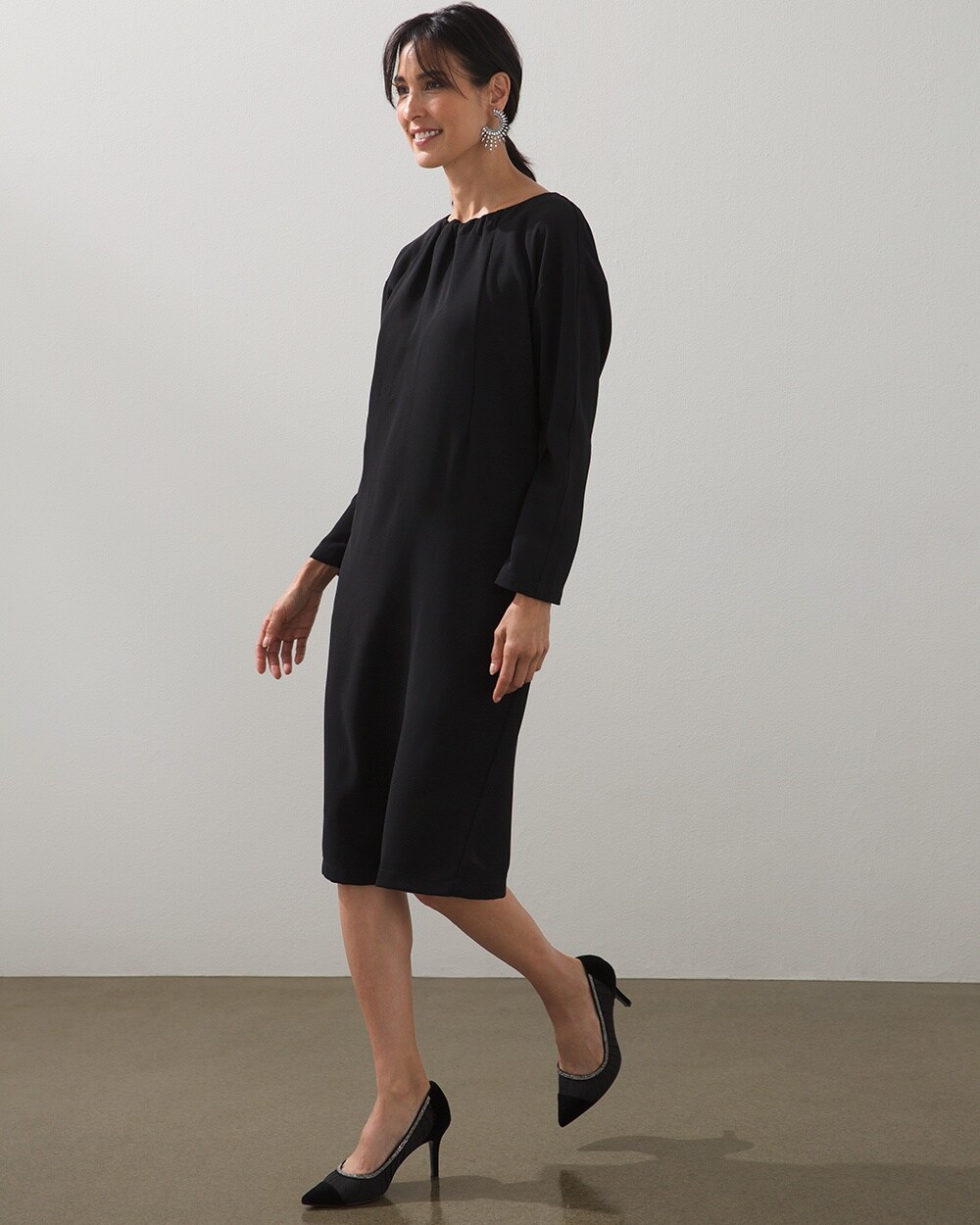 Tie-Back Crepe Midi Dress video preview image, click to start video
