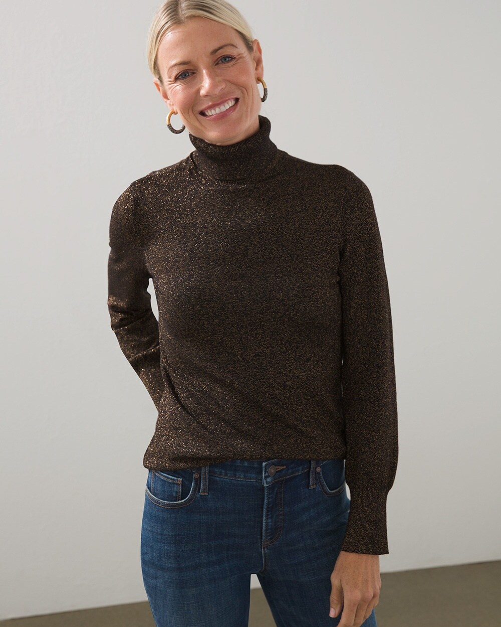 Ecovero Lurex Twist Turtleneck Sweater video preview image, click to start video