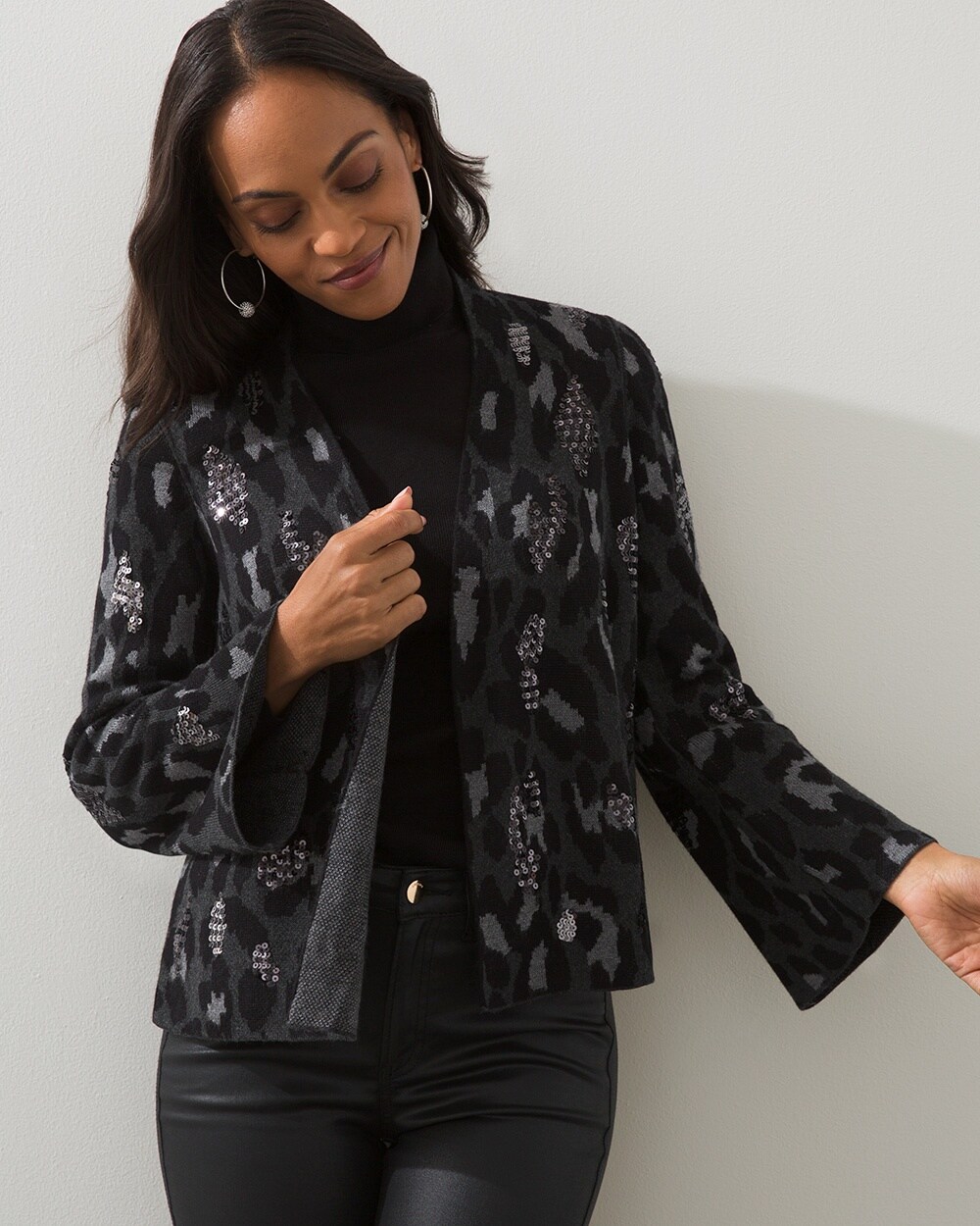 Jacquard Sequin Cardigan video preview image, click to start video