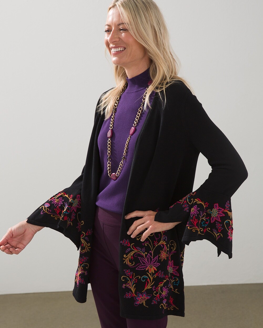Floral Embroidered Cardigan video preview image, click to start video
