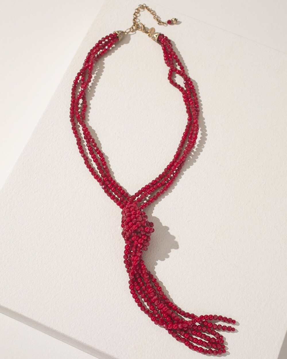 Red Bead Long Y-Necklace