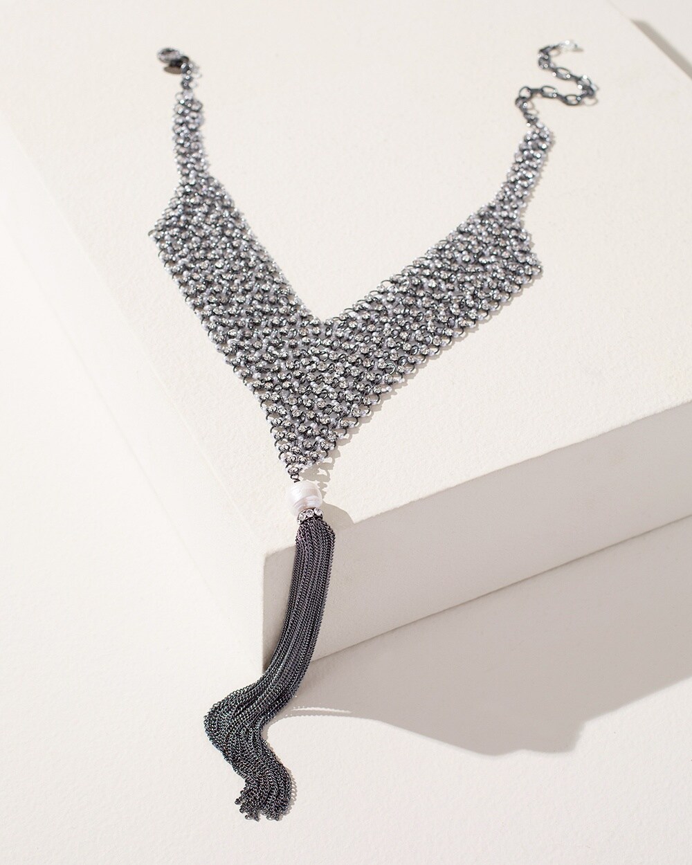 Mesh Chain Tassel Necklace