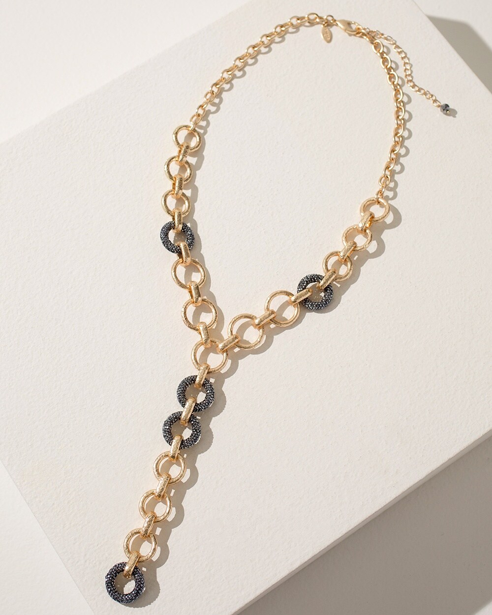 Black & Goldtone Link Y-Necklace