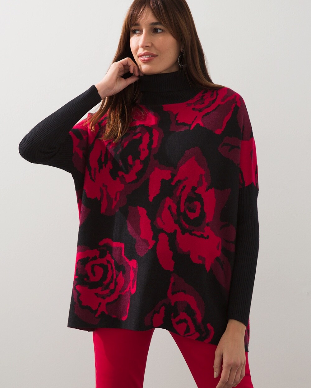 Roses Jacquard Pullover Sweater