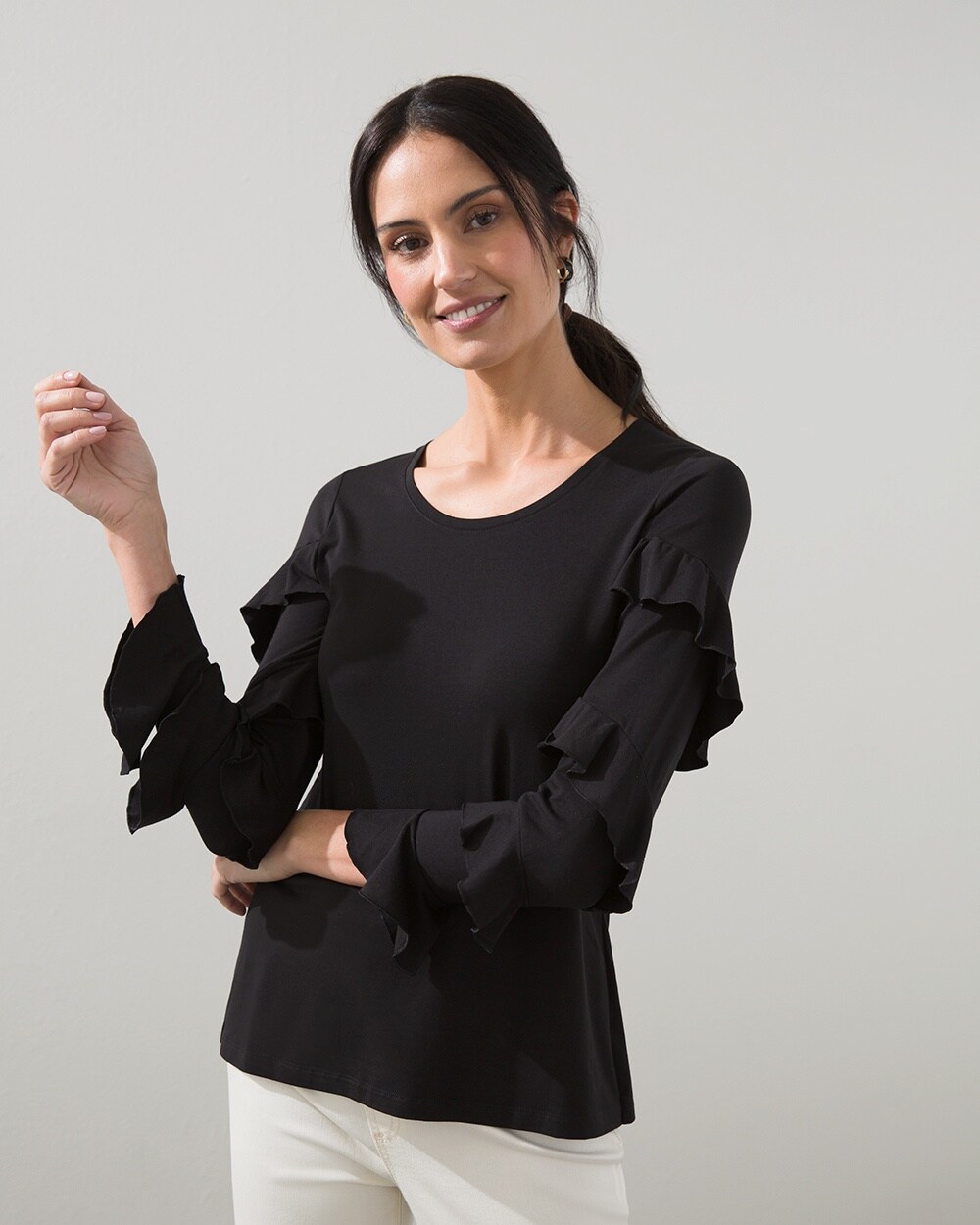 Touch of Cool Tiered Ruffle Sleeve Top