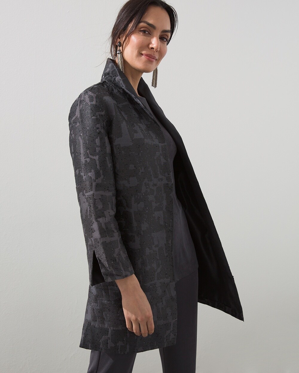 Travelers Collection Sequin Jacquard Jacket