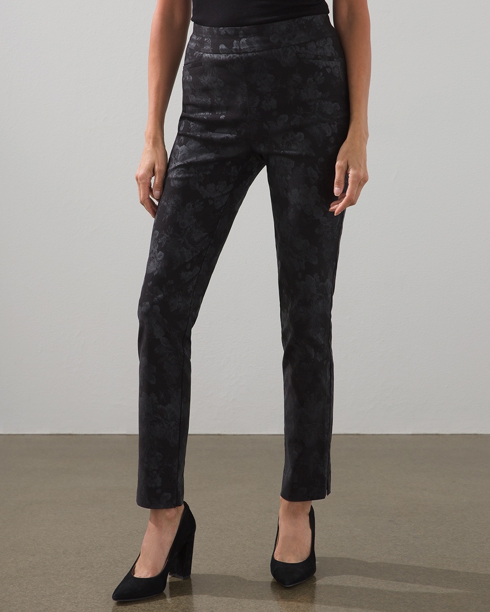 Brigitte Tonal Floral Slim Ankle Pants