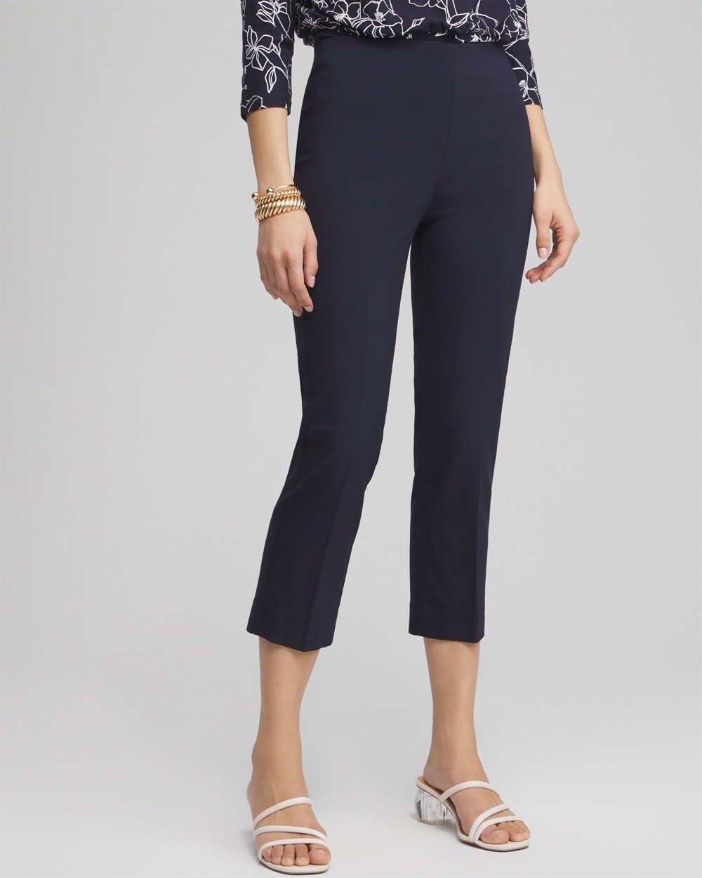 Shop Chico's Juliet Straight Cropped Pants In Dark Blue Size 0 |