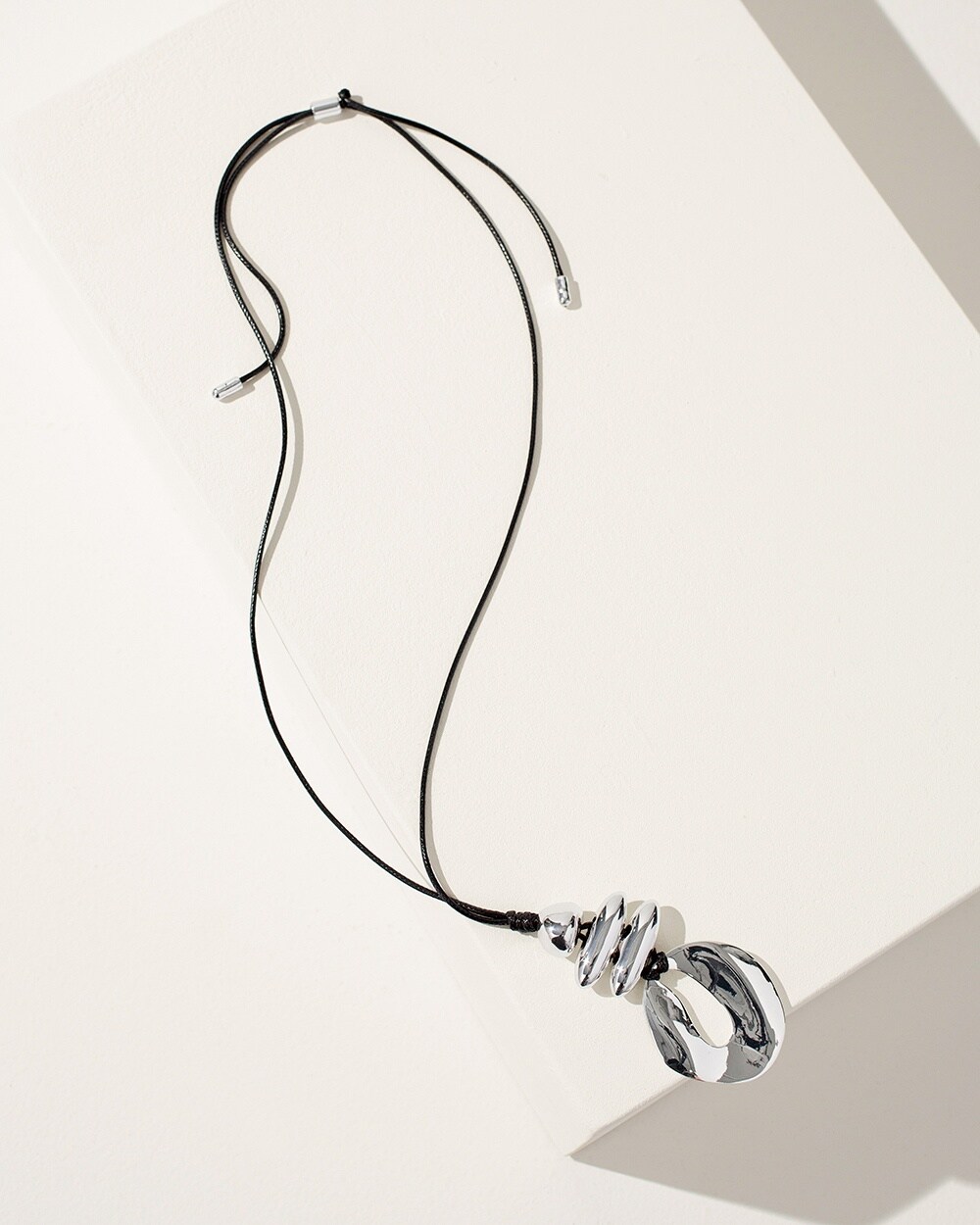 Silver Tone Adjustable Pendant Necklace