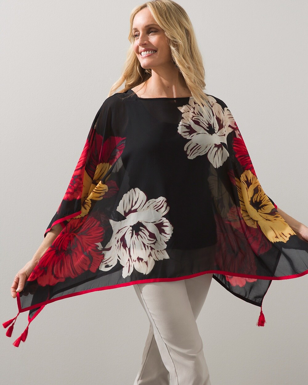 Floral East West Poncho