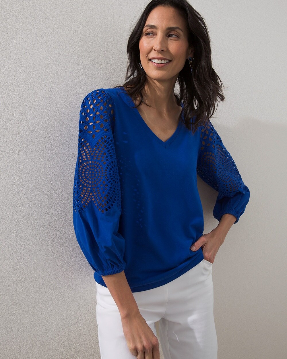 Touch of Cool Eyelet Sleeve Tee