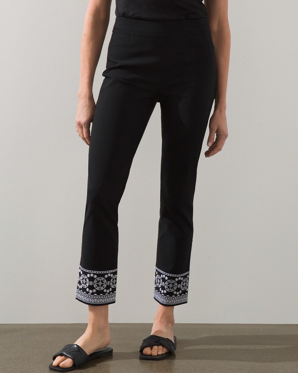 Brigitte Pull-On Embroidered Ankle Pants