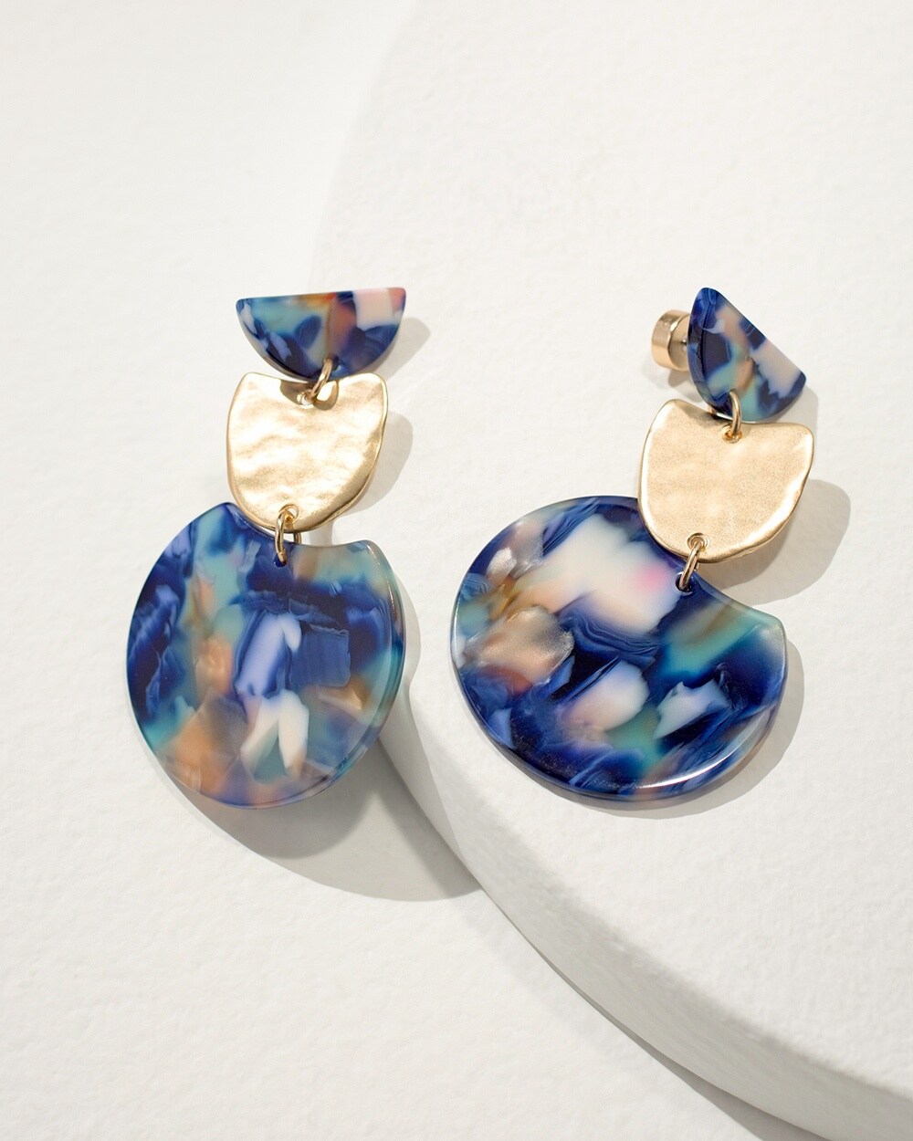 Blue and Gold Tone Drop Earrings
