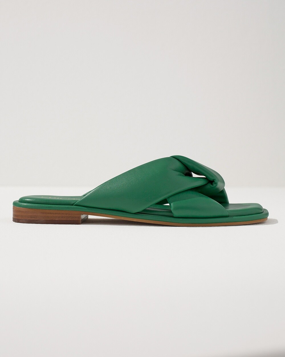 Green Faux Leather Slides
