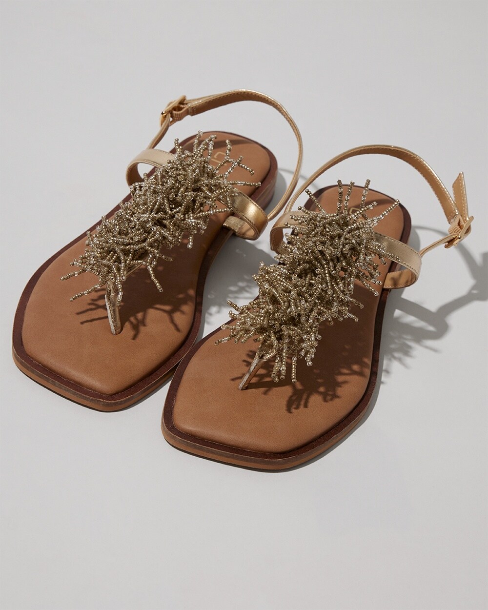 Gold T-Strap Sandals