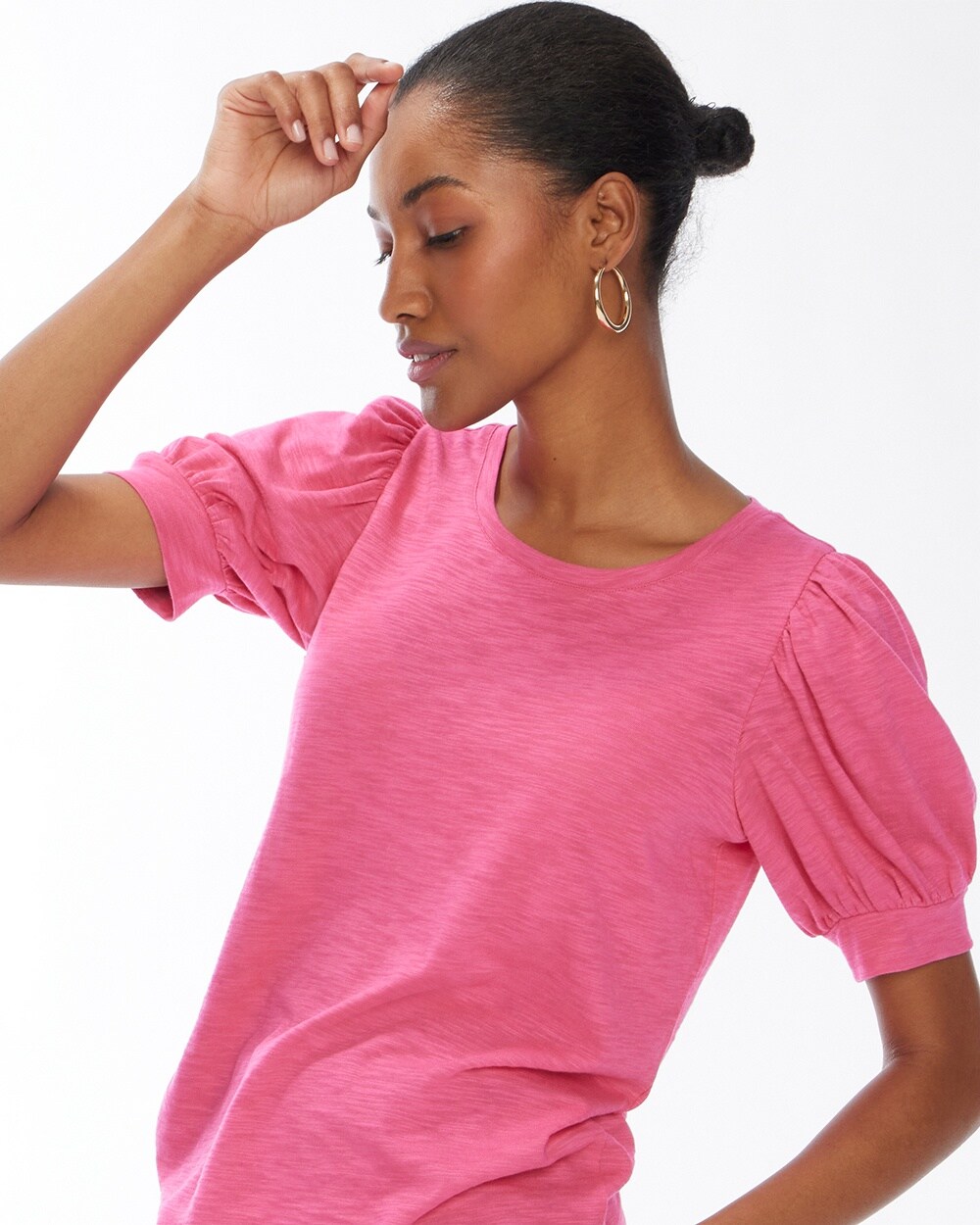 Puff Sleeve Slub Tee video preview image, click to start video