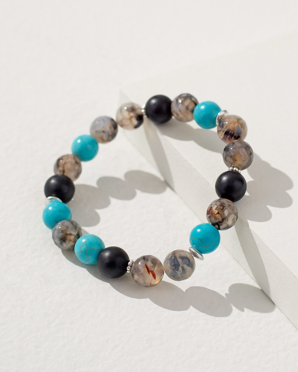 Agate and Turquoise Stretch Bracelet