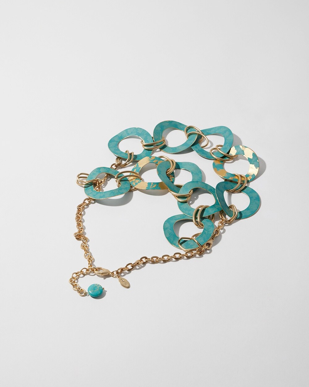 Turquoise and Gold Tone Short Necklace