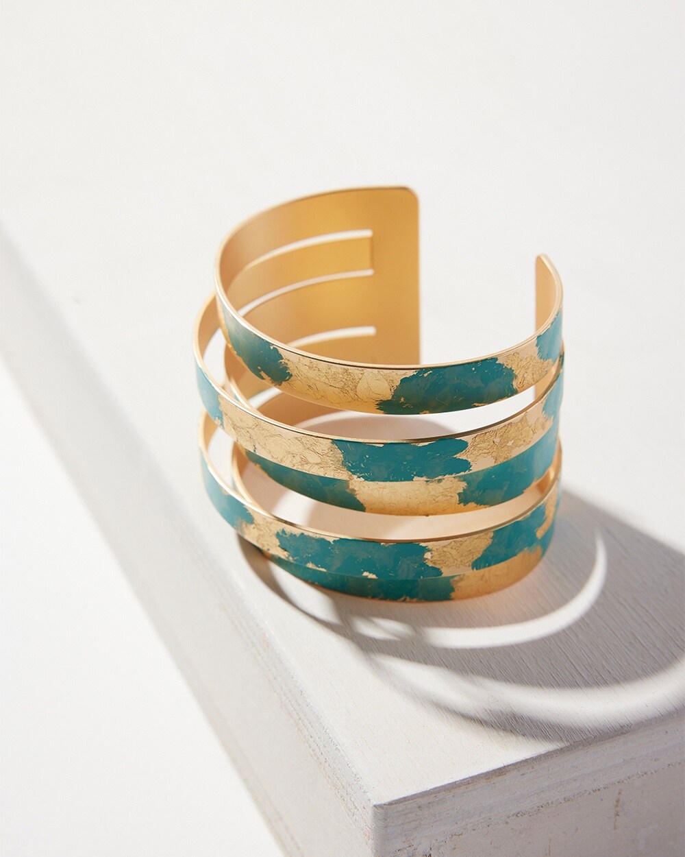 Turquoise and Gold Tone Cuff Bracelet