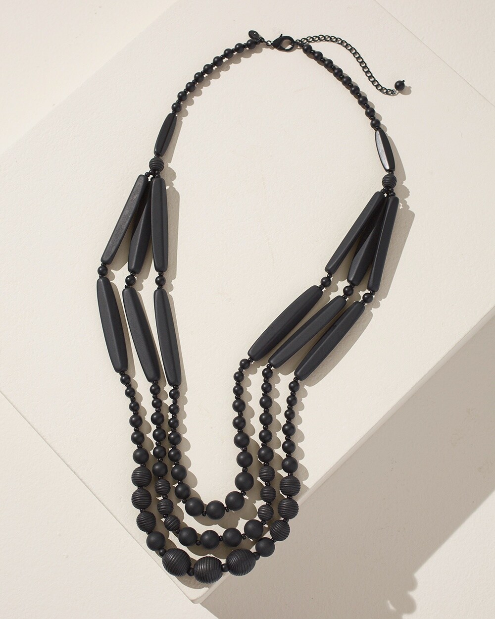 Black Beaded Long Necklace