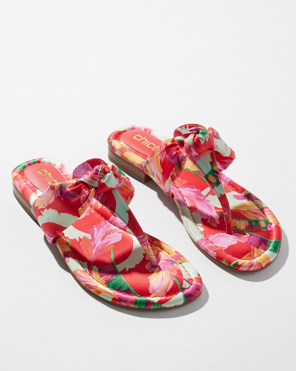 Print Knotted Thong Sandals