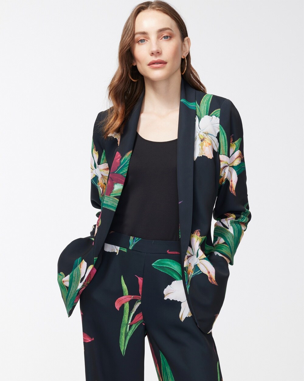 Floral Ruched Sleeve Soft Jacket