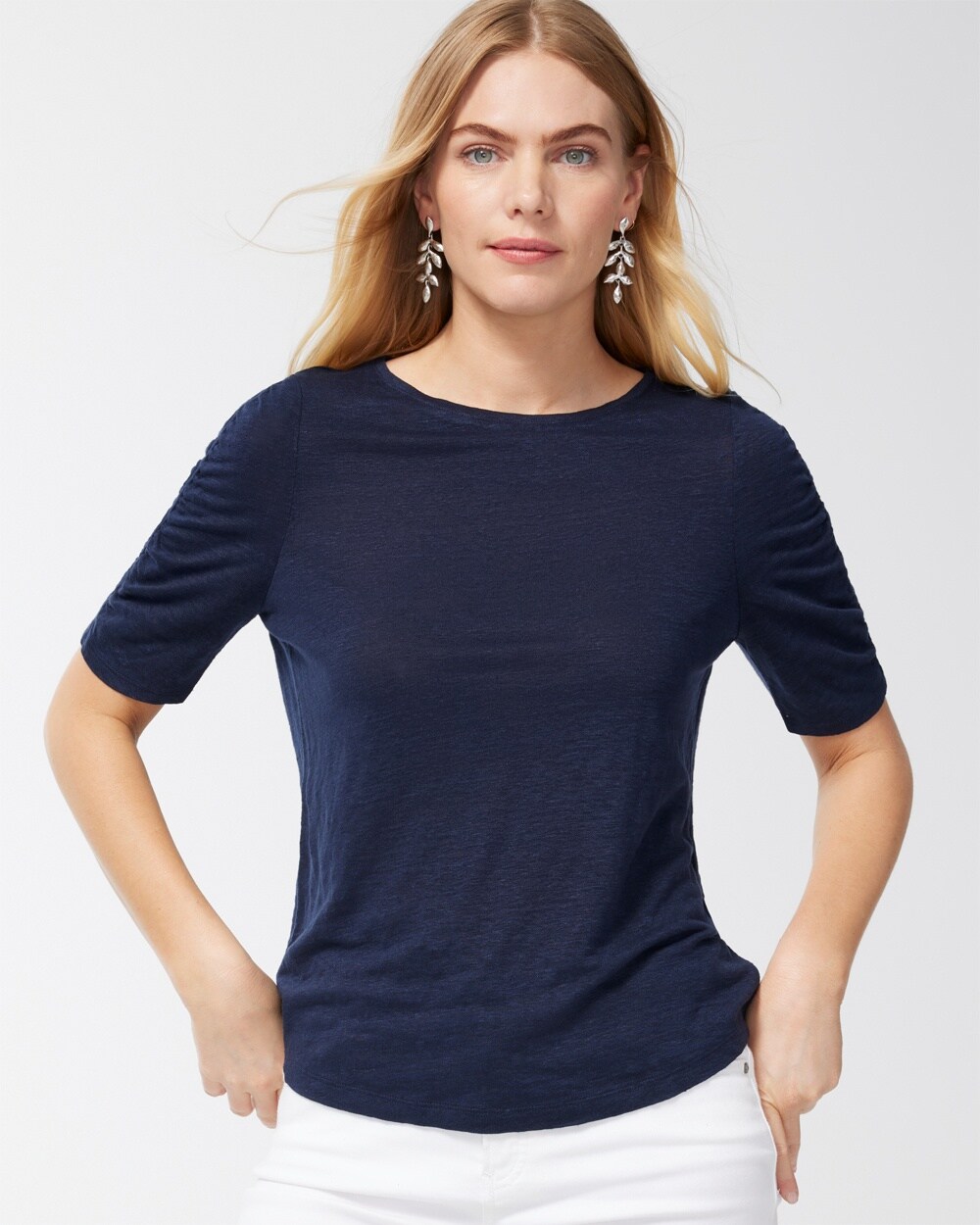 Linen Ruched Sleeve Tee - Chico's