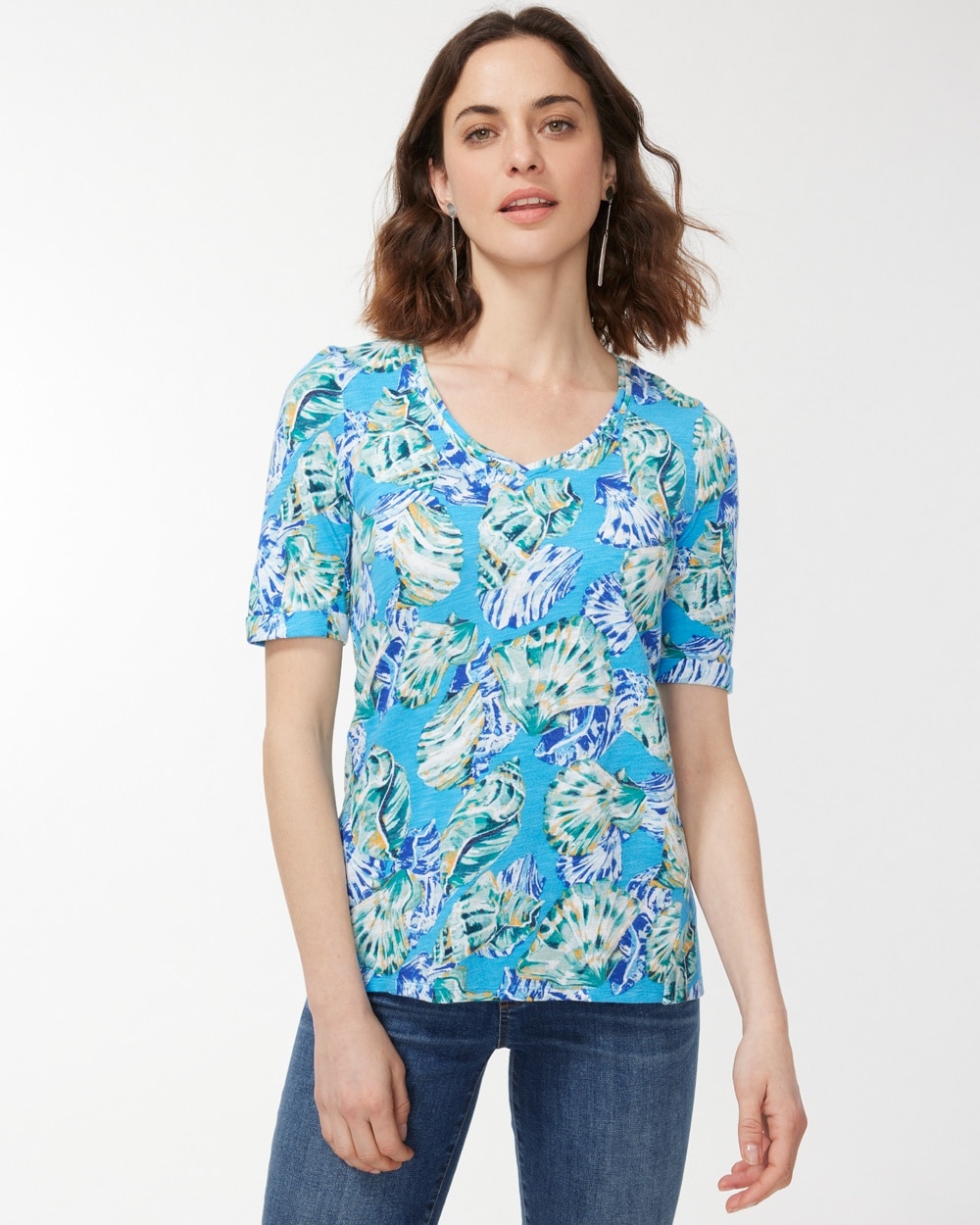 Shell Print Seamed Slub Tee