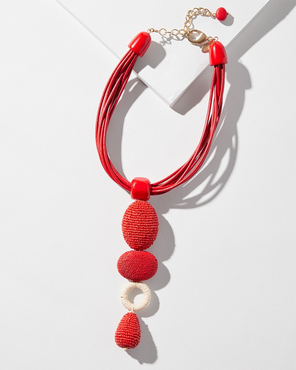 Red Seed Bead Pendant Necklace