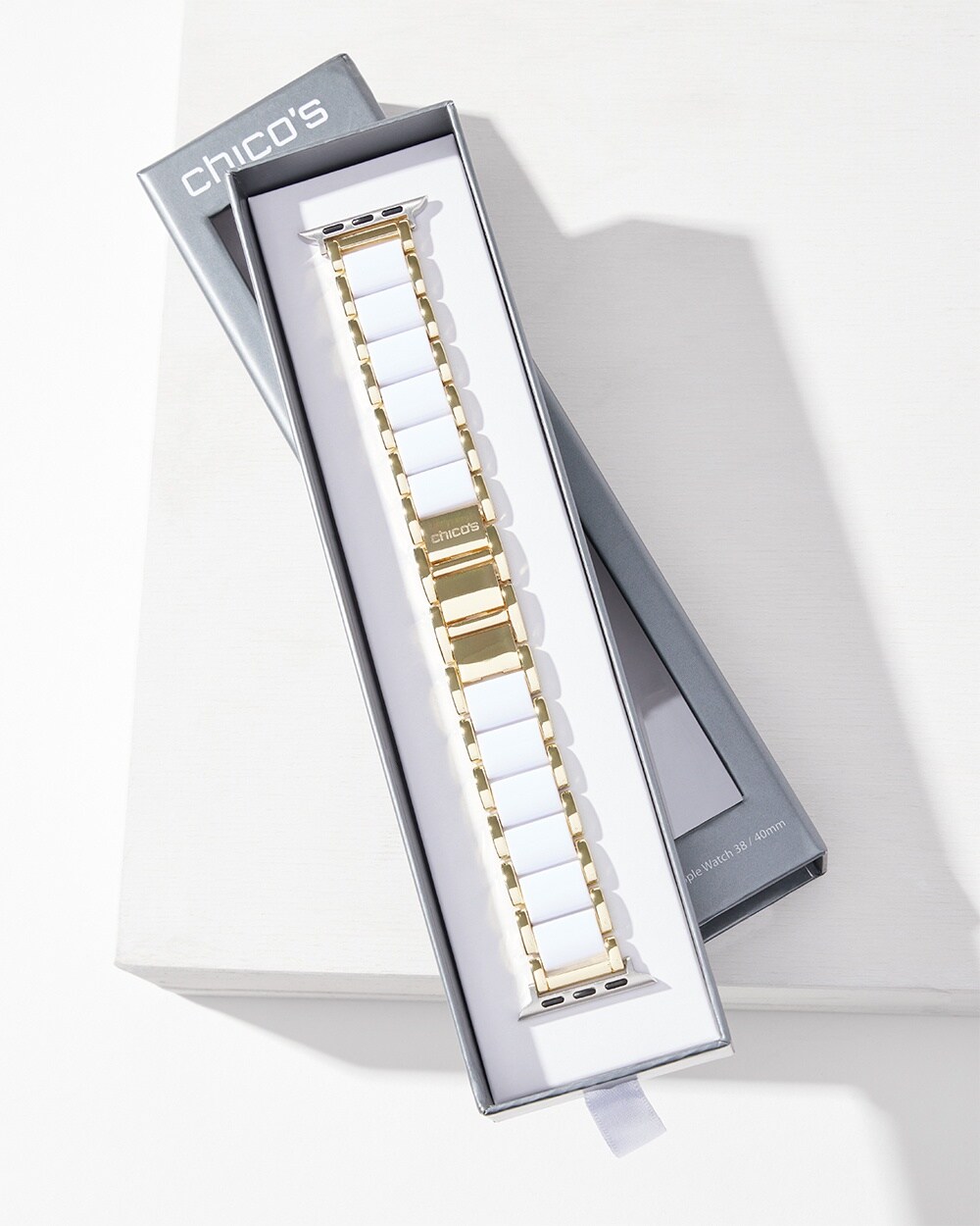 White & Gold Tone Apple Watch Band