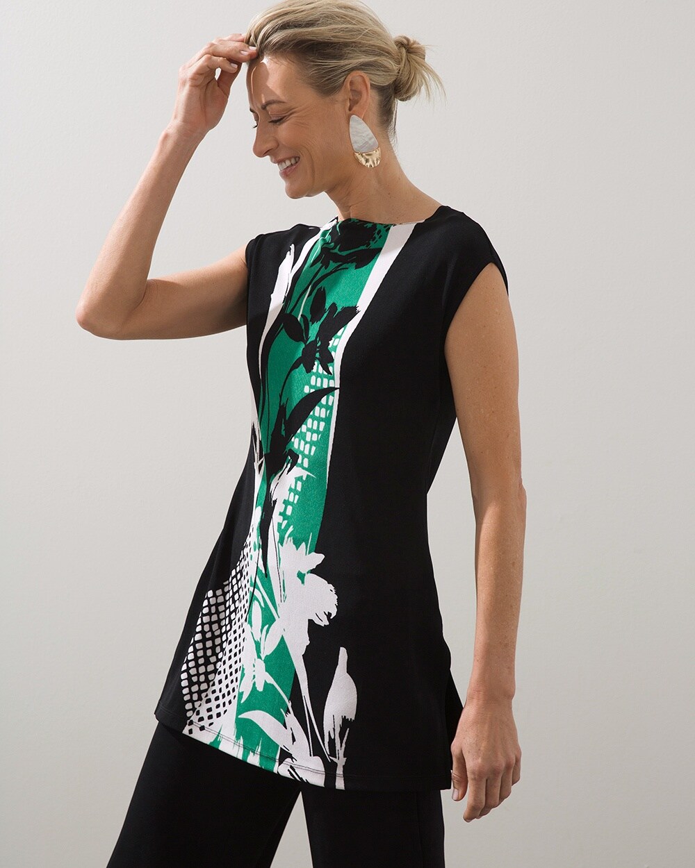 Travelers Floral Abstract Cap Sleeve Tunic