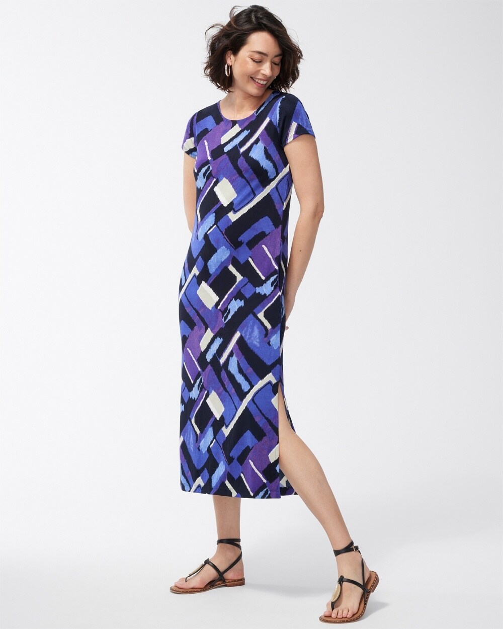 Petite Travelers Cool Abstract Print Dress