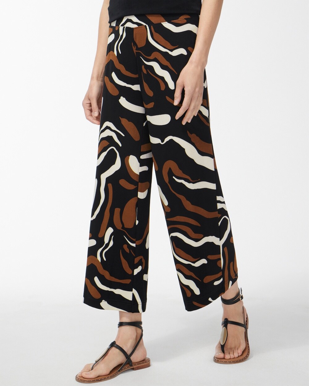 Petite Travelers Abstract Print Crops