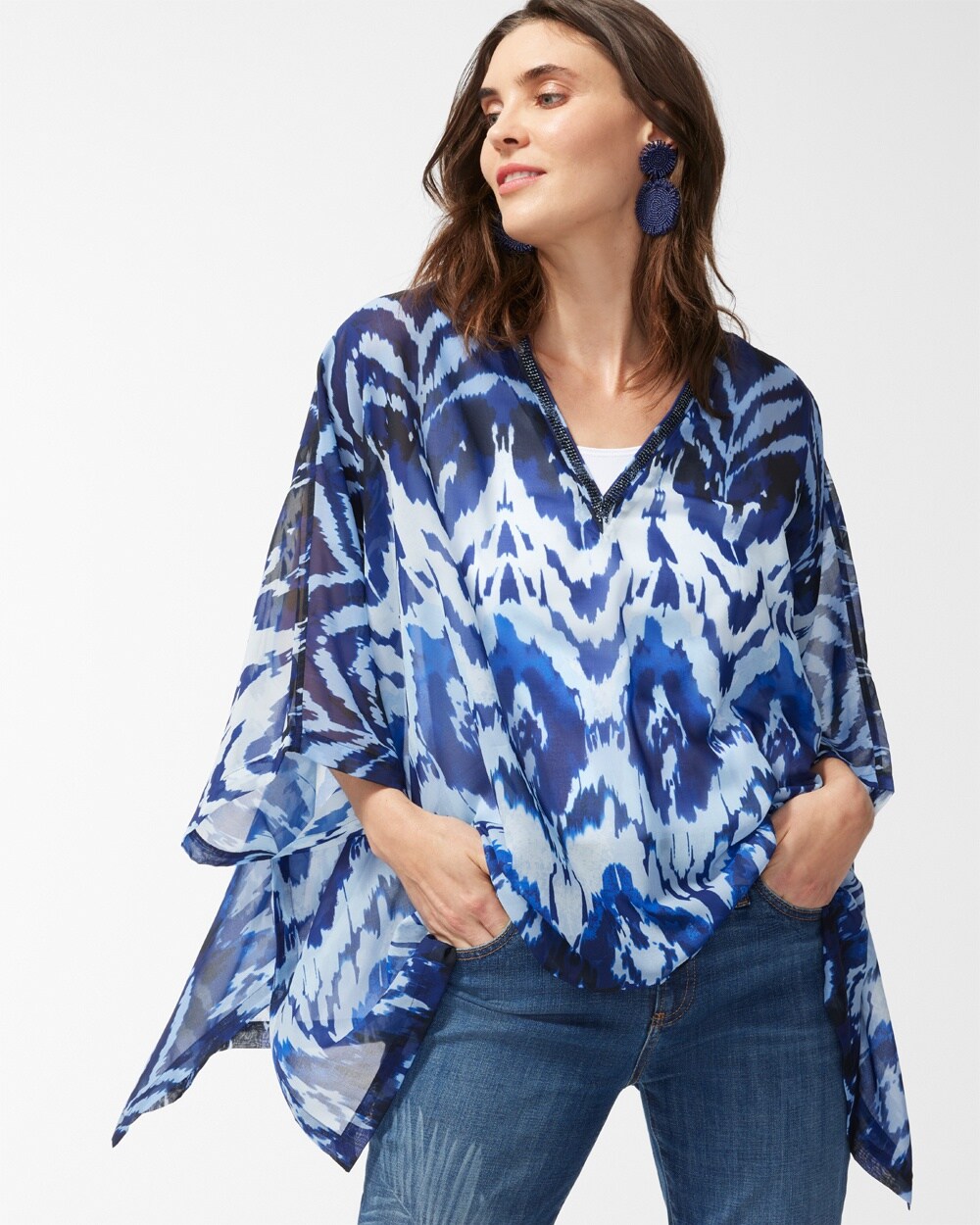 Embroidered V-Neck Poncho video preview image, click to start video