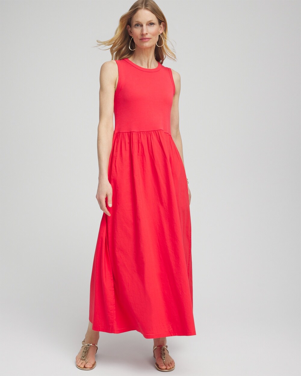Shop Chico's Fit & Flare Tank Maxi Dress In Watermelon Punch Size 20/22 |