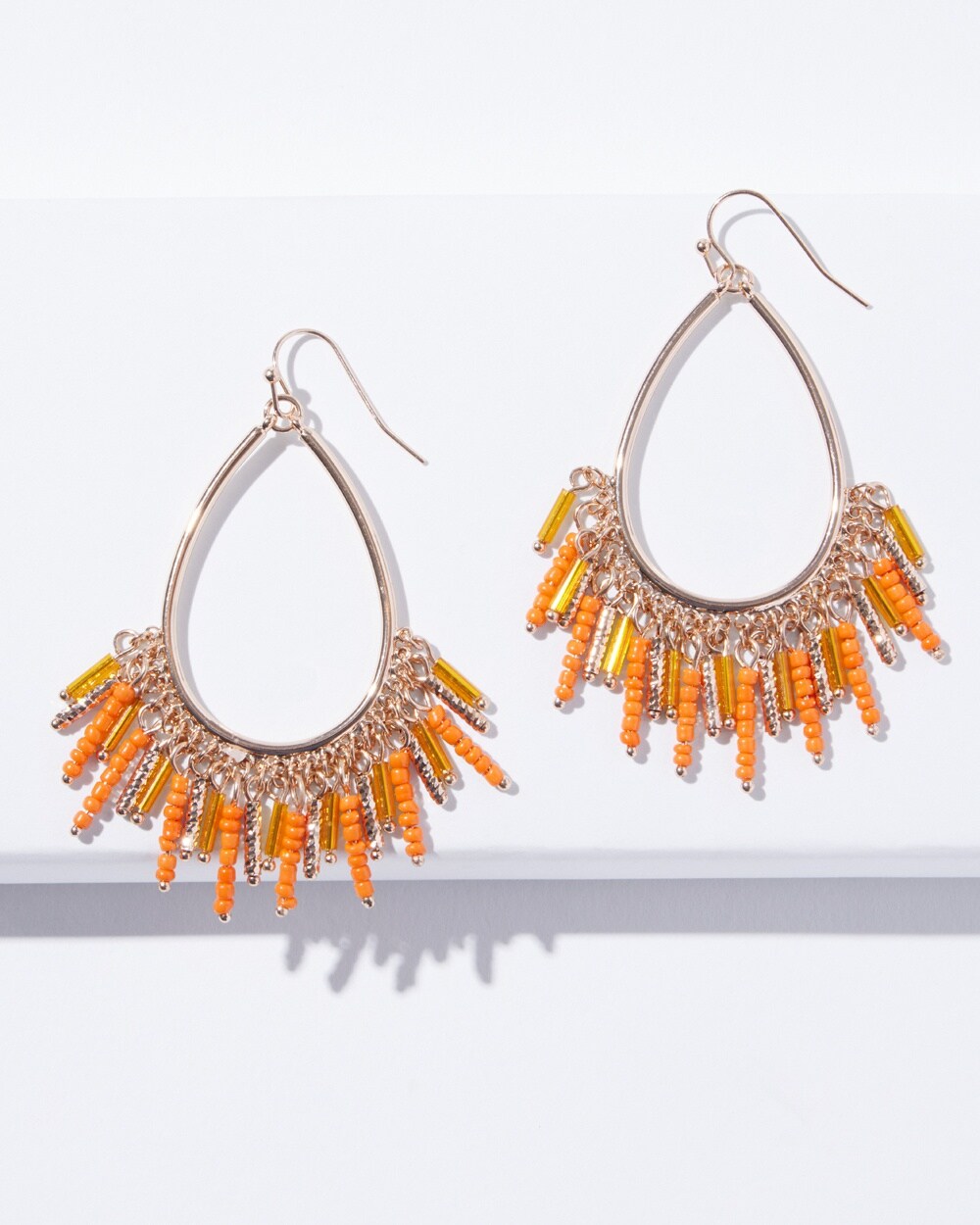 Orange Fringe Hoop Earrings